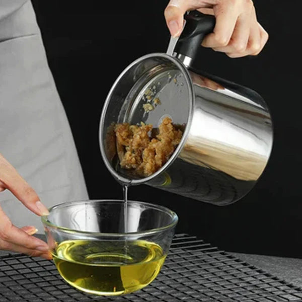 304 Stainless Steel Oil Keeper with Filter – Food-Grade, Fine Mesh, Drip-Proof