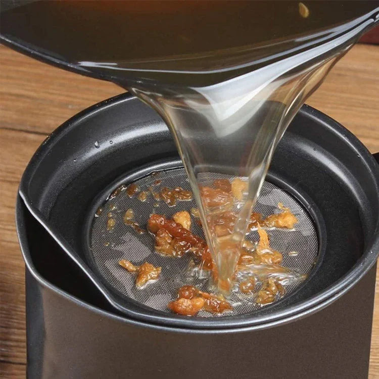 304 Stainless Steel Oil Keeper with Filter – Food-Grade, Fine Mesh, Drip-Proof