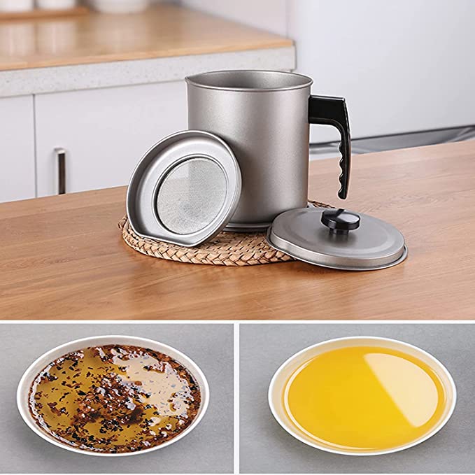 304 Stainless Steel Oil Keeper with Filter – Food-Grade, Fine Mesh, Drip-Proof