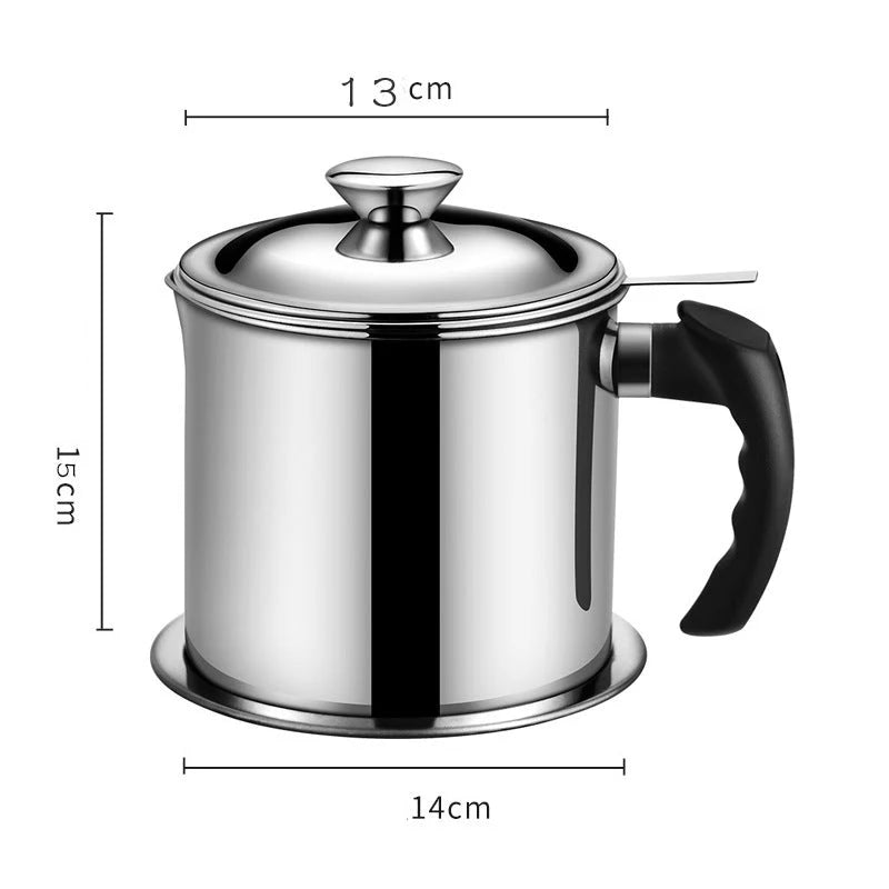 304 Stainless Steel Oil Keeper with Filter – Food-Grade, Fine Mesh, Drip-Proof