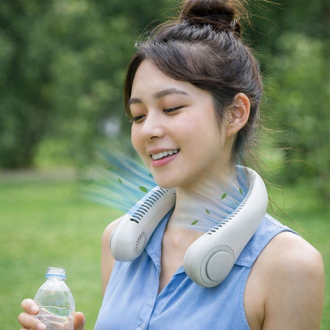 NeckFan™ – Wearable Neck Fan | Soft Airflow | Outdoor & Travel Cooling
