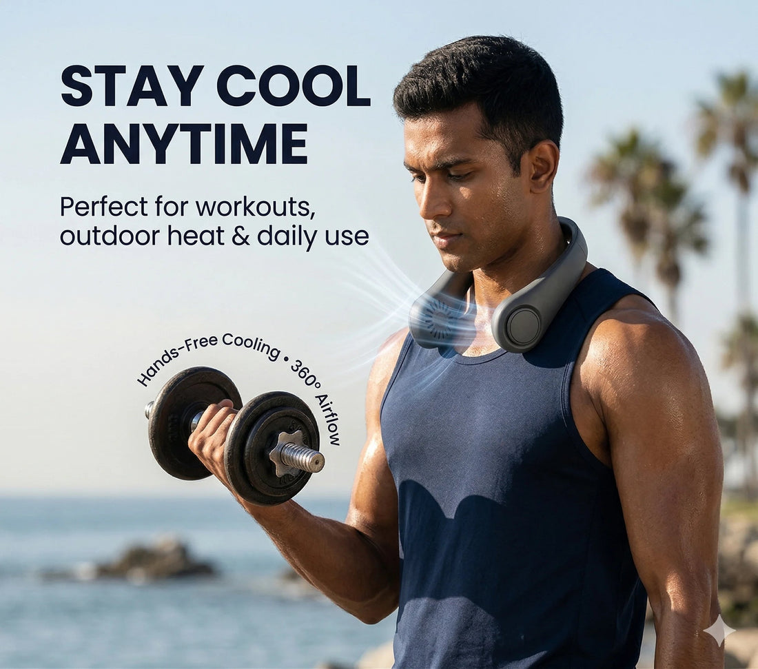 NeckFan™ – Wearable Neck Fan | Soft Airflow | Outdoor & Travel Cooling