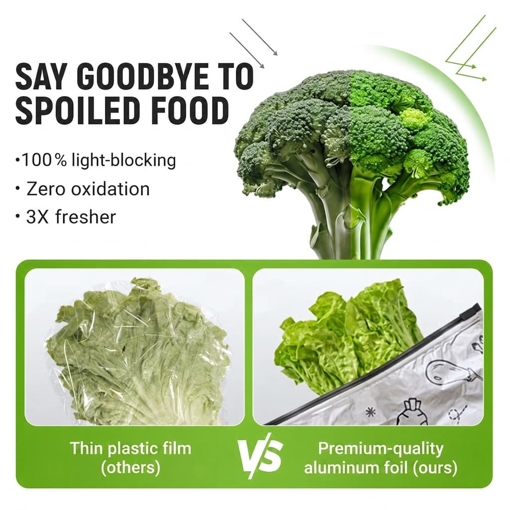 Reusable Foil Zip Lock Vacuum Food Storage Bag (Pack of 20)